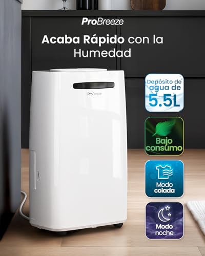 Deshumidificador Pro Breeze de 20 litros con la manguera de desagüe continuo conectada