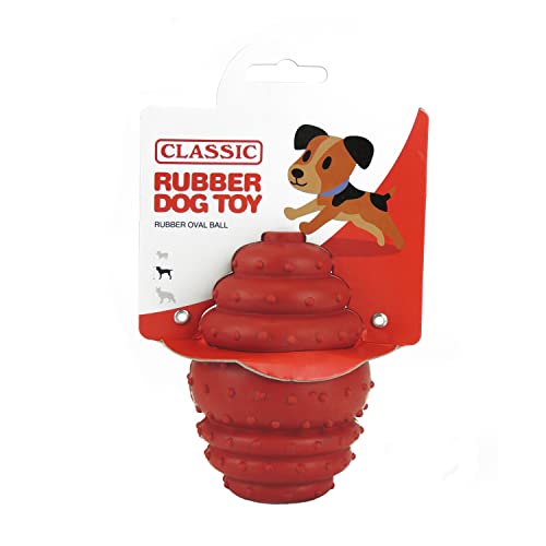 CLASSIC Oval Ball Rubber Dog Toy - 140mm - Red