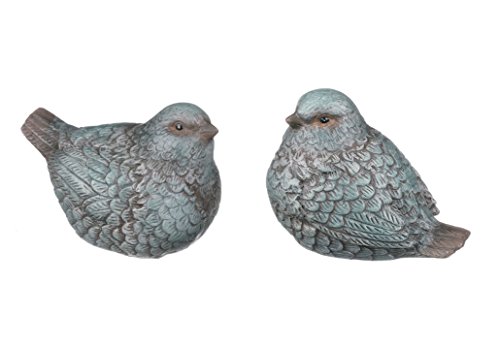 Set of 2 Assorted Sullivans 4" Resin Bird Figurines with Patina Look