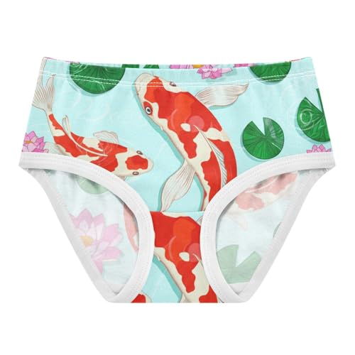 Red Koi Fish Pink Flowers Blue Little Girl Panties Girls Underwear Toddlers Cotton Designer Briefs Undies Kids 2t