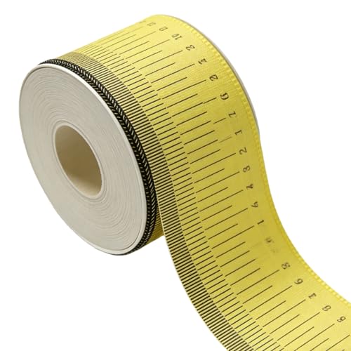Meseey 2.5 Inch Yellow Ruler Pattern Wired Ribbon 10Yard DIY Craft Gift Wrap Trim