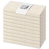 10er Pack Leinen Baumwoll Servietten aus 100 % Baumwolle und Leinen, Stoff, 40 x 40 cm, rustikal, Natur, waschbar, Leinen, Tischservietten für Hochzeiten/Partys/Abendessen/Bankett Dekoration (Beige)