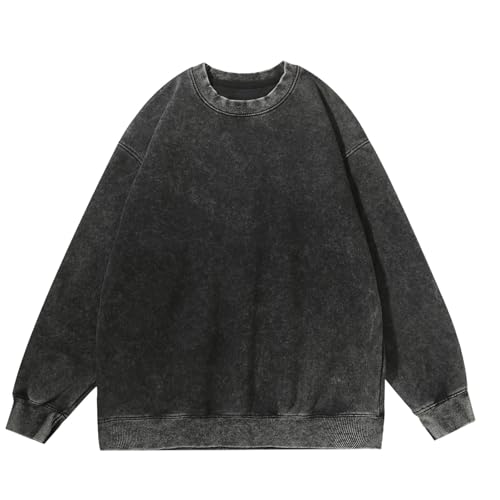 Oversized Sweatshirts for Women Men Fleece Warm Washed Vintage Sweatshirts Long Sleeve Crewneck Pullover Tops Unisex