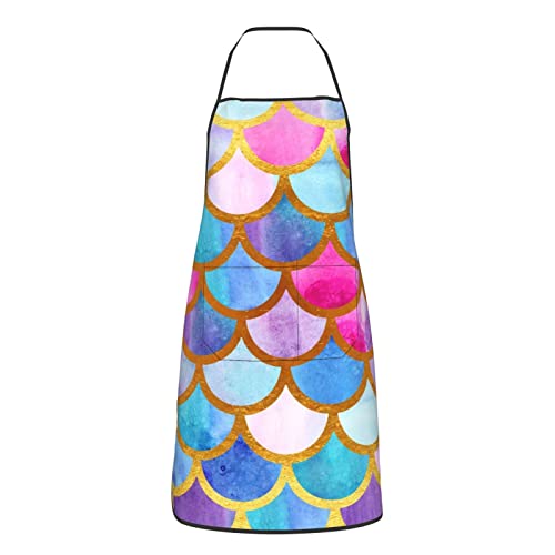 Tablier de cuisine pour femme avec poche et imprimé arc-en-ciel - Unisexe Cover