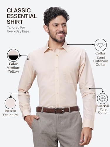 Image of Raymond Men Slim Fit Structure Pattern Pure Cotton Semi Cutaway Collar Full Sleeve Formal Shirt
