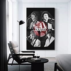 Poster décoratif sur toile The Beatles noir et blanc, impression d’art moderne pour chambre à coucher (50 x 75 cm) - Les Beatles, Paul McCartney, John Lennon, RIngo Starr, George Harrison Poster décoratif sur toile The Beatles noir et blanc, impression d'art moderne pour chambre à coucher (50 x 75 cm) – Image 3
