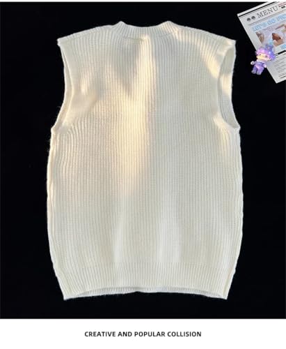 Men'S Fall Winter Casual Sweater Vest V-Neck Sweater Middle-Aged Sweater Sleeveless Vest White Xl4
