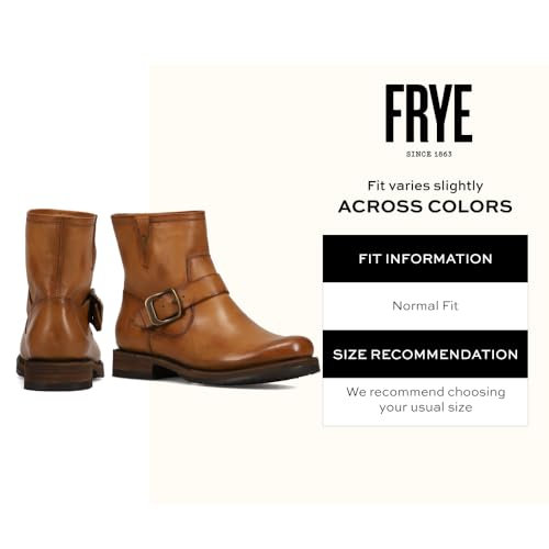 Image of Frye 5 inch Veronica Booties for Women - Full-Grain Brush-Off Leather with Antique Metal Hardware and Rubber Outsole, Genuine Stitch Welt Construction
