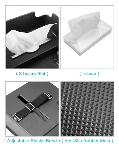 Image of CDEFG Center Console Organizer Tray for 2022-2025 2026 Nissan Frontier with Tissue Slot, 2025 2026 Frontier Truck Accessories Middle Console Organizer Armrest Storage Box with Elastic Band