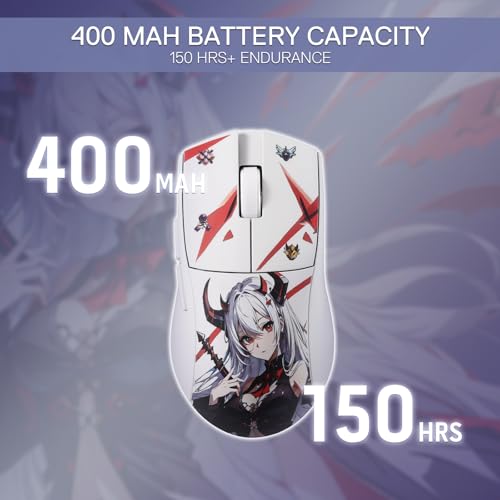 Image of Redragon M916AK PRO 3-Mode Anime Gaming Mouse, 42G Ultra-Light 26K DPI Gaming Mouse w /Ergonomic Natural Grip Build, Full Programmable Buttons, Software Supports DIY Keybinds & DPI
