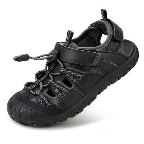 Stelle Kids Closed-Toe Hiking Sandals for Toddler/Little/Big Kids(BK 12ML)