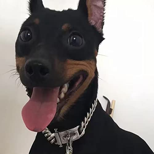 YOTHIWAD Hundehalsband aus Metall mit Sicherer Schnalle,Ketten Halsband Hund, Kubanische Gliederkette, Edelstahl Starke Schwerlast kaubeständig Gehtrainingshalsband für Hunde(40cm)