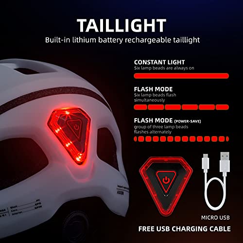 Batfox Bike Helmet Adults Mens Womens Bicycle Helmets Casco Bicicleta Street Urban Commuter Road Cycling Helmet With Rechargeable Led Light Visor Portable Backpack (White-(Lens+Cloth Visor)) #TOP3