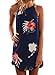 Asvivid Women's Summer High Neck Flower Printed Sleeveless Casual Mini Dress Medium Red Flower