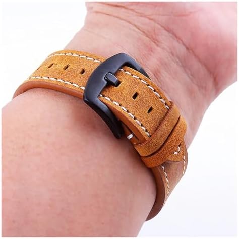 QL Supply Co Retro Calf Leather Watchband 18mm 20mm 22mm 24mm Watch Strap Watch Strap for Watch Gt2/Gt3 Sport Belt(Black,20mm) - 4
