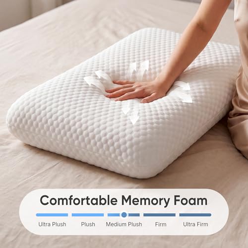 Image of Sweetcrispy Back and Side Sleeper Support, White Gel Cooling Memory Foam Pillows for Sleeping, Bed Pillows for Adults with Breathable Mesh and Washable Cover - 1 Pack