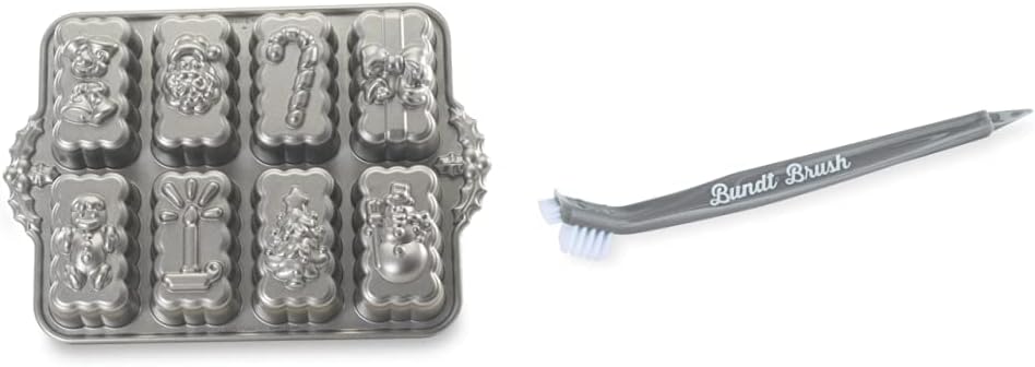 Nordic Ware Holiday Mini Loaves Pan and Ultimate Bundt Cleaning Tool Bundle