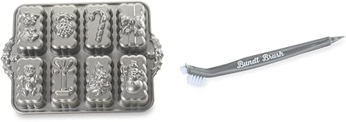 Miniatura 3 de Nordic WareMolde antiadherente de aluminio fundido Bakeware Holiday Mini Molde para pan, Molde para mini panes Navidad, Plateado