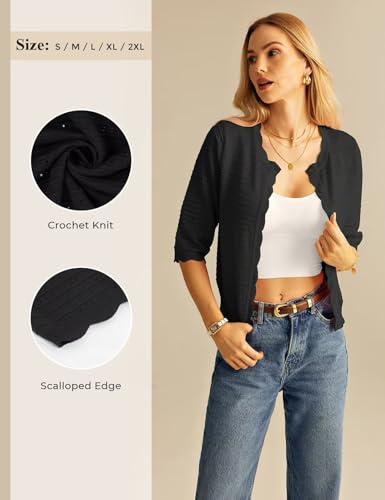 Image of GRACE KARIN Womens 3 /4 Sleeve Cardigan Sweater, Lightweight Cropped Cardigan Trendy, Dressy Casual Crochet Bolero Shrugs