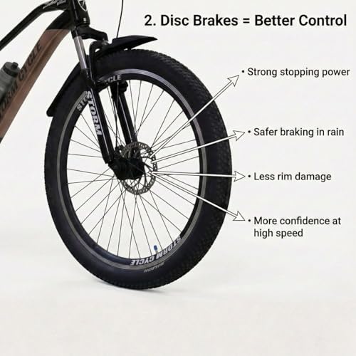Image of Storm Brand 26 Inch Mountain Bicycle with 21 Speed Gear for Adults | Front Suspension, Dual Disc Brakes, Steel Frame, Wide Tyres,Lightweight Off-Road Bicycle