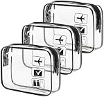 3 Pack Clear Toiletry Bags Approved Toiletry Bag，Quart Size Clear Makeup Bag Unisex Black Airport Airline Carry-On Bag