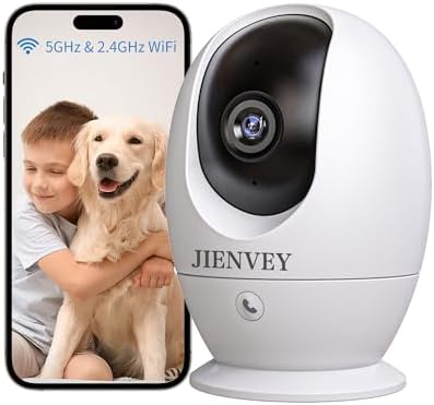 4MP 2.5K Indoor Security Camera,5GHz/2.4GHz WiFi Camera Indoor,Bluetooth Baby Camera Pet Camera Indoor,One-Touch Call,355° Pan/Tilt,Motion Detection,Night Vision,SD Card Storage