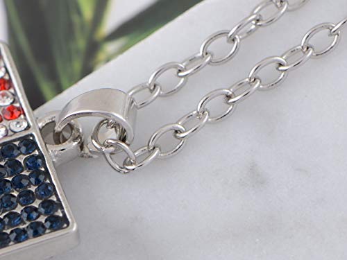Alilang N1260 American Flag Jewelry Red Blue Crystal Rhinestones Necklace Pendant thumb #3