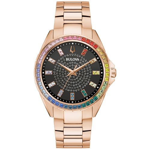 Montre en cristal arc-en-ciel Bulova : le cadeau idéal en acier pour homme inoubliable