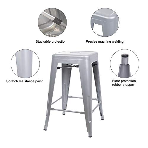 Gia 24-Inch Counter Height Backless Metal Stool, Set Of 2, Gray #TOP3