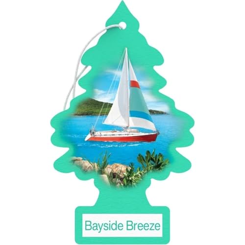 Little Trees Cardboard Hanging Car, Home & Office Air Freshener, Bayside Breeze (Pack of 6)