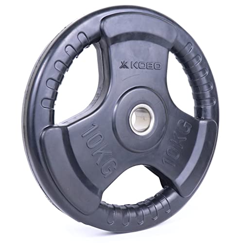 Image of Kobo 2.5 Kg (31 mm) Fitness Rubber Coated Tri-Grip Plate & Integrated Metal Grip Rubber Weight Plates - Sold in Pairs (Imported)