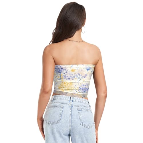 Vintage Birds Flower Butterfly Women's Strapless Crop Tops Sleeveless Crop Top Bra Tub Top Bra for Teen Girls Gym3