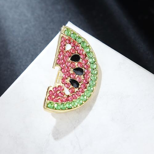 Image of Crystal Fruit Brooch for Women Men Colorful Rhinestones Lapel Pin Beautiful Watermelon Brooches Jewelry for Dresses Hat Bag