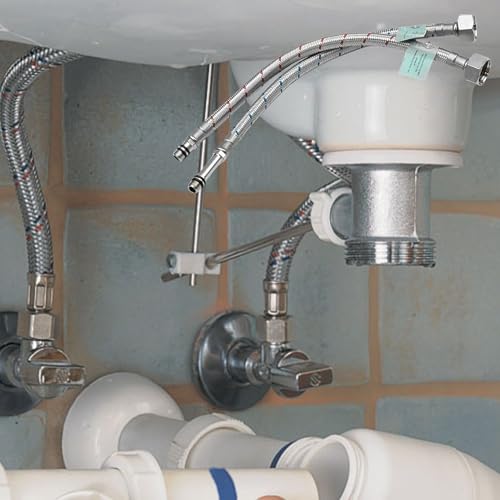 Xcel Home™ Schlauch für Waschtischgarnitur / Küche, flexible Rohre, 300 mm lang, M10 x 1/2 Zoll BSP-Gewinde (kurzes Gewinde), zur Verbindung mit Einlochmischbatterie || Produktcode: FPM10-300S (X1) ||