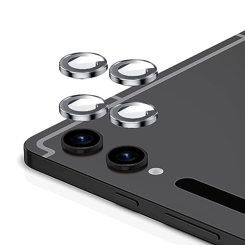 Zeking (2 Set for Samsung Galaxy Tab S9 Plus / S9 Ultra Camera Lens Protector, Scratch-Resistant HD Clarity Ultra-Thin 9H Tempered Glass with Aluminum Edging, Individual Metal Lens Cover (Silver)