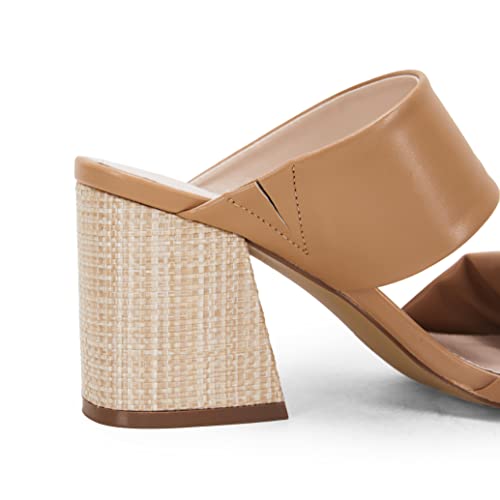 Piepiebuy Womens Heeled Sandals Two Straps Open Toe High Block Chunky Backless Slip-On Mules Shoes #TOP3