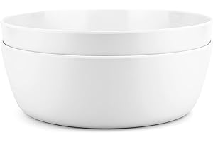 KOXIN-KARLU 11-inch Large Melamine Mixing and Serving Bowls Set of 2, White