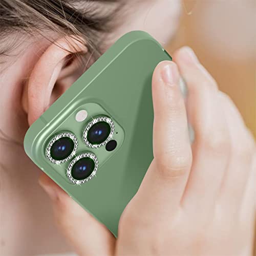 Image of Camera Lens Protector Tempered Glass Screen Protector, Anti-Scratch Premium Tempered Glass Film Aluminum Alloy 3D Lens Ring Cover for IPgone 13 Pro-For iPhone 13 Pro Max - (3 Pack, Alphine Green Diamond