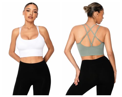Image of Sykooria 3 Pack Strappy Sports Bra for Women Sexy Crisscross for Yoga Running Athletic Gym Workout Fitness Tank Tops