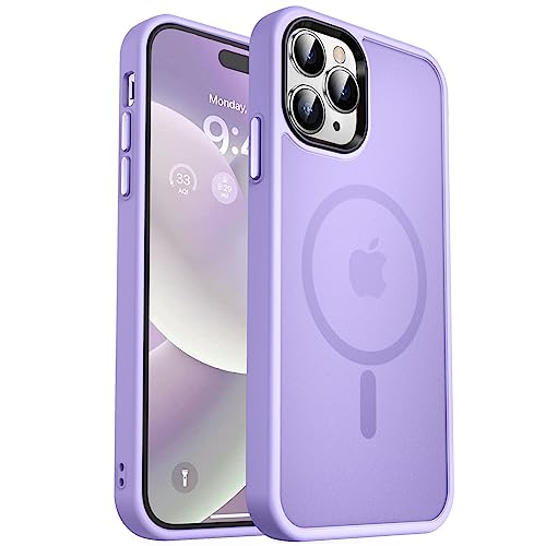 MOCCA Strong Magnetic for iPhone 14 Pro Max Case [Compatible with Magsafe] [10FT Military Grade Protective] Translucent Matte Slim Shockproof Case for iPhone 14 Pro Max 6.7 - Light Purple