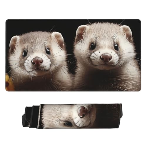 Tapis de souris gaming bords cousus anti-effilochage grand format furets