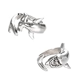 KOMBIUDA 2 piezas Anillos Ajustables para Diseño de Abiertos Anillos Envolventes para Dedo y Pulgar Conjunto para Mujer y Hombre Estilo Vintage Elegante