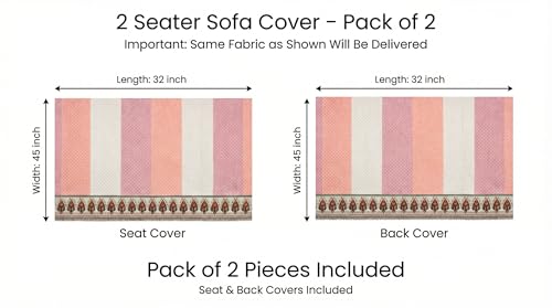 Image of Velvet 2 Seater Sofa Cover Fully Covered | Anti Skid Non Slip | Printed Pink | Sofa Slipcover for Living Room