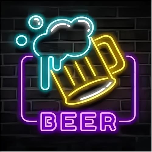 Néon signe panneau pour bière lumineux et tamisable 30cm