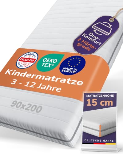 Sun Garden Kindermatratze 90x200 cm, 3-12 Jahre, 15 cm Komfortschaum RG28
