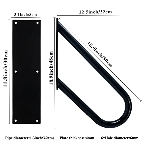 Handrail For 1-2 Step Stairs, Wall Mount Handrails For Outdoor Steps, 304 Ss Material Stair Rail With Black Powder Coat Finished, Suitable For Garden，Yard And Garage（18.9" Length,Φ1.3"Pipe, Black ） #TOP1