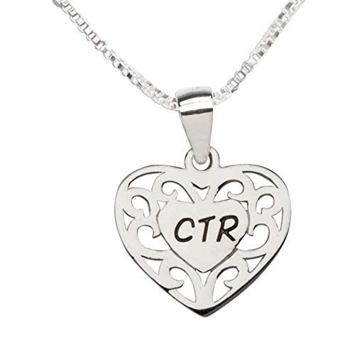 Cherished Moments Sterling Silver CTR Heart Necklace for Girls Baptism