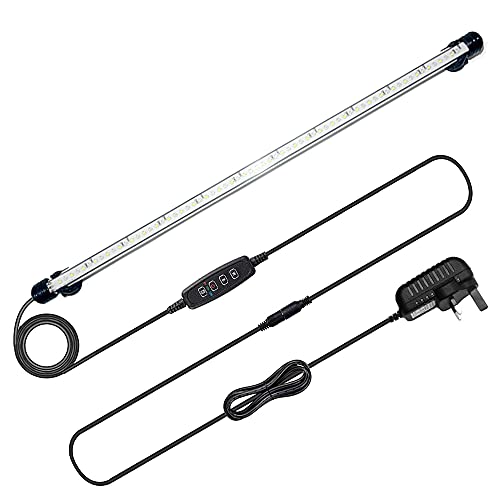 VARMHUS LED Aquarium Lighting, White and Blue Color Changing Submersible Fish Tank Light with Timer for Sunrise and Sunset (57cm)