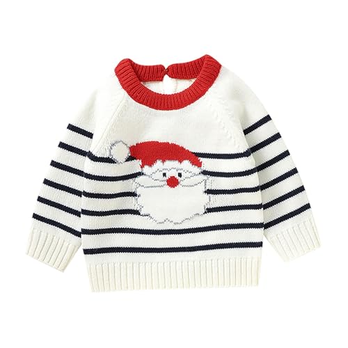 Toddler Kids Xmas Santa Knitted Sweaters Cute Crew Neck Christmas Knit Pullover Boys Girls New Year's Knitwear