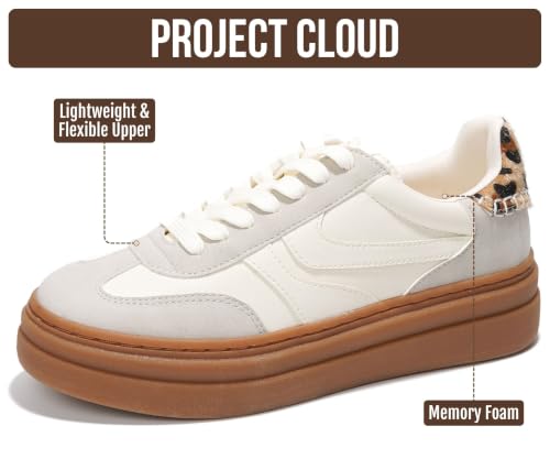 Image of Project Cloud Platform Sneakers for Women Footwear - Memory Foam Insole Womens Shoes, Lightweight and Non-Slip Sole Lace Up Fashion Sneakers for Women 2026 (Volley)